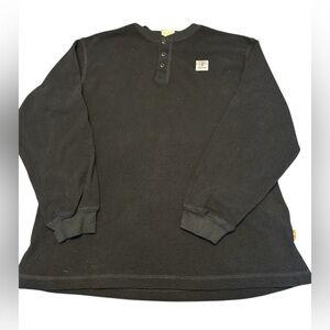 Dr. Seuss Vintage (1994) Waffle Knit 1/4 Button Black Front Logo Henley Sz L